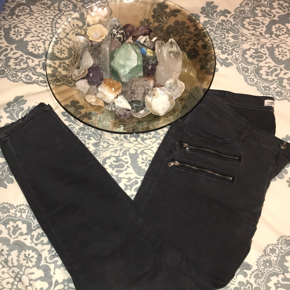 Zara Moto Grey/Black Pants